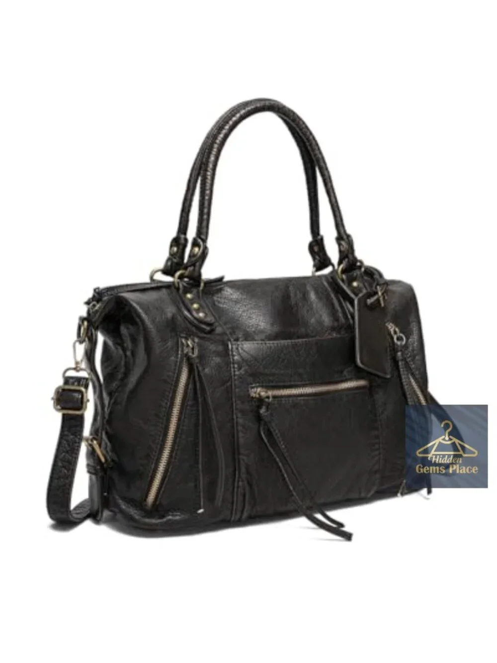 Vegan Leather Tote Bag with Adjustable Crossbody Strap, Large Hobo Purse